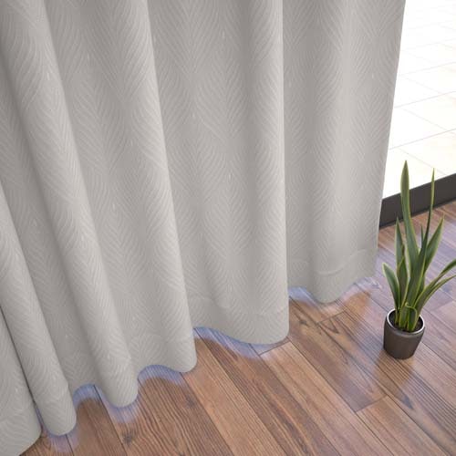 【オーダー】遮光1級裏地付 防炎 リーフ柄を幾何学模様で表現した形状記憶付 CO53401(ホワイト)