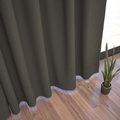 【オーダー】遮光1級裏地付 防炎 リーフ柄を幾何学模様で表現した形状記憶付 CO53402(ダークグレー)