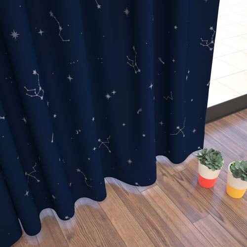 【イージーオーダー】遮光1級  星座をあしらった形状記憶付 アストロ(ネイビー)