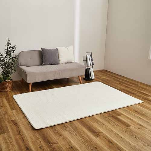 ラグ 防炎 防ダニ 抗菌 防臭 無地　ナイロンラグ モノリス（アイボリー）