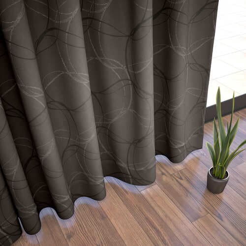 【オーダー】遮光3級裏地付 モダン 幾何柄が特徴の形状記憶付 CJ33473(ブラウン)