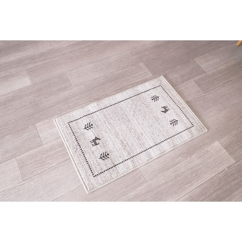 ウール モダン 玄関マット シンプルなデザインが人気の輸入柄物カーペット モンゴル無染色ウールラグ「ムルン（ベージュ）」