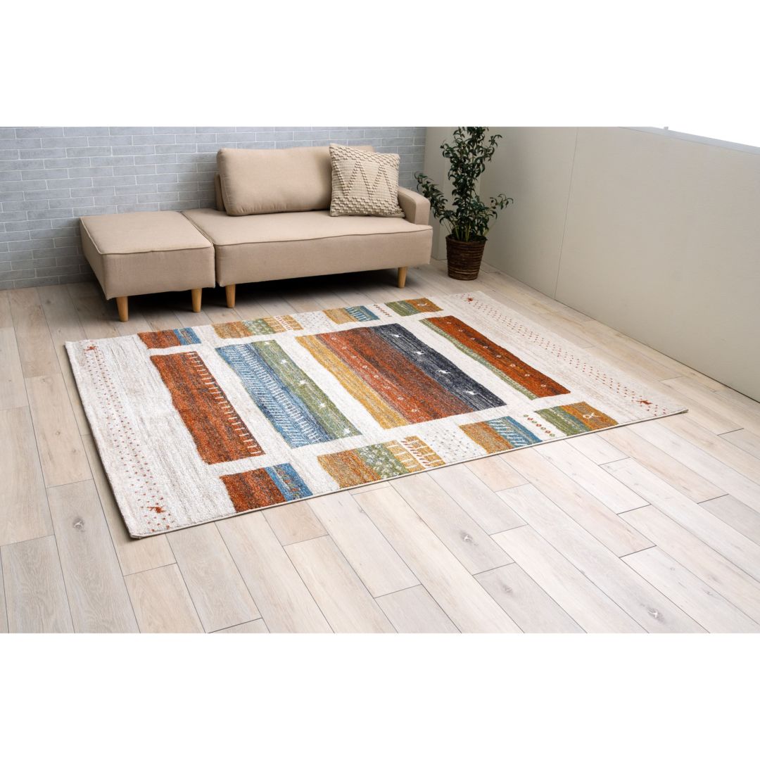 カジュアル モダン ウィルトン ギャッベ柄の輸入柄物カーペット「カペル（ミックス）」