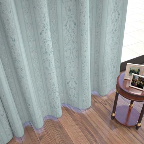 【オーダー】クラシック 草花モチーフが特徴の形状記憶付 CJ28109(ブル―グリーン)