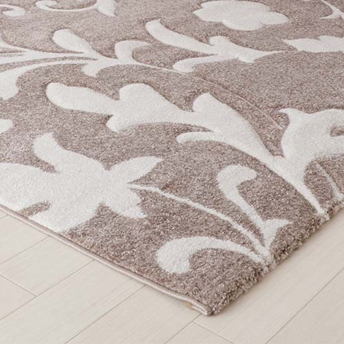 モダン ウィルトン カービング加工で立体的なリーフ柄の輸入柄物