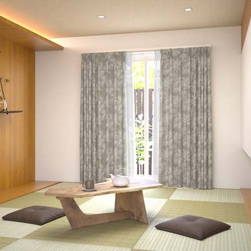 オーダー】遮光3級裏地付 ナチュラル ヤシの木の形状記憶付