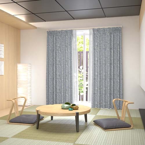 オーダー】遮光3級裏地付 クラシック エッチング風の柄をジャガード織