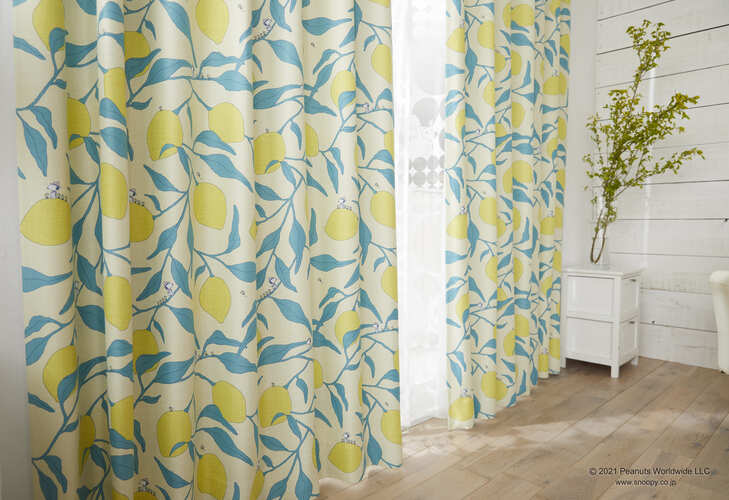 遮光カーテン・キャンプレモン「スヌーピー」　100×192×2枚　未使用品 EC限定】PEANUTS 遮光2級 P1040 SNOOPY/スヌーピー/Camp lemon
