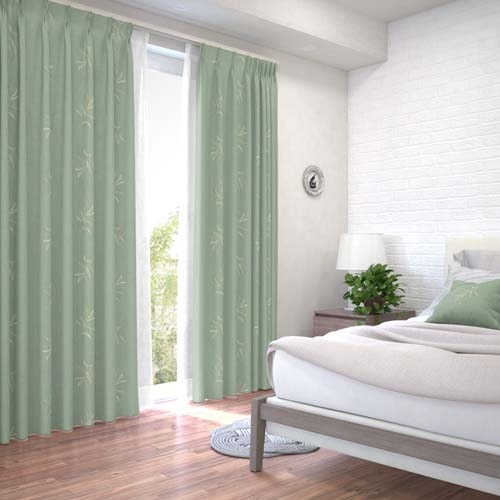 既製】ナチュラル リーフ柄の形状記憶付 カリム(グリーン) | ドレープ