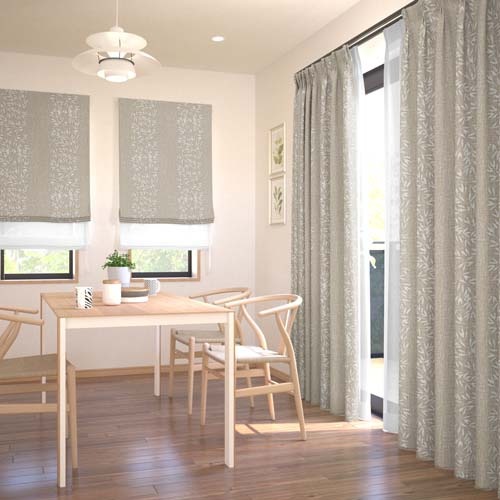 オーダー】遮光2級 ナチュラル リーフ柄の形状記憶付 YB22341(ベージュ