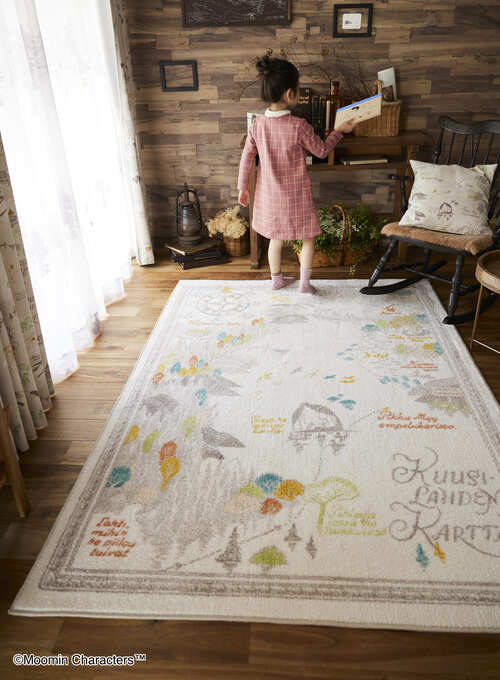 MOOMIN ムーミン ラグ カーペット い草 約130×195cm EC限定】 MOOMIN/ムーミン/ムーミン谷の地図 ラグ（アイボリー
