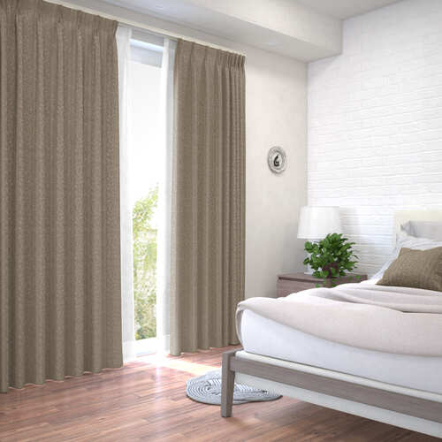ベージュエンボス加工アイレットカーテン　遮光 オーダー】遮光1級 ナチュラルエレガンス エンボス加工の形状記憶付