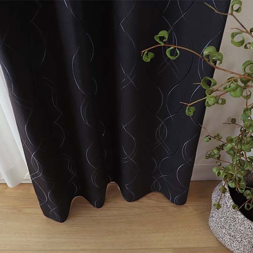 オーダー】遮光1級 防炎 光沢のある曲線柄が特徴の形状記憶付