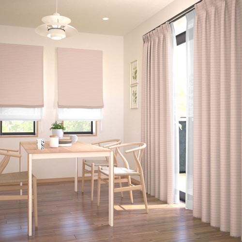 既製】遮光3級 ナチュラル 無地の形状記憶付 ロジーヌ(ローズ