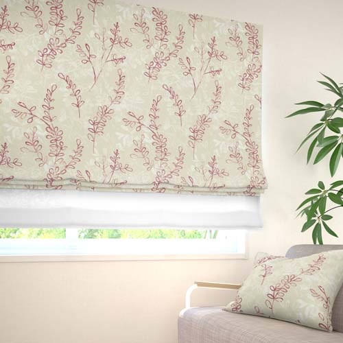 既製】遮光3級 ナチュラル リーフ柄の形状記憶付 ロニー