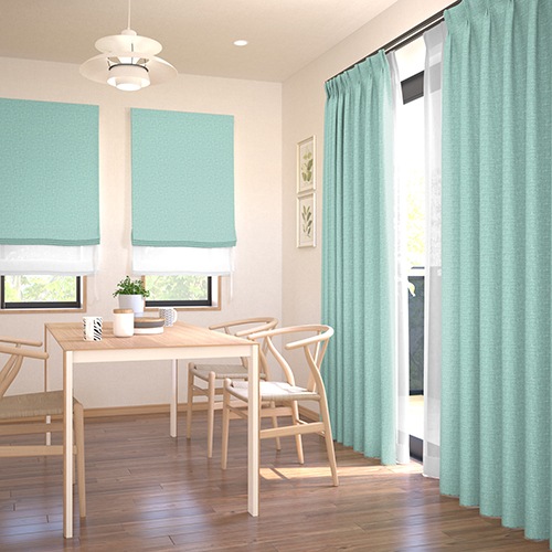 オーダー】ナチュラル 遮光1級 無地 形状記憶付 KO40106 (ブルー