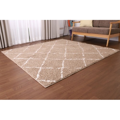 ラグ 防ダニ 抗菌 防臭 シャギー メルシャン（モカブラウン