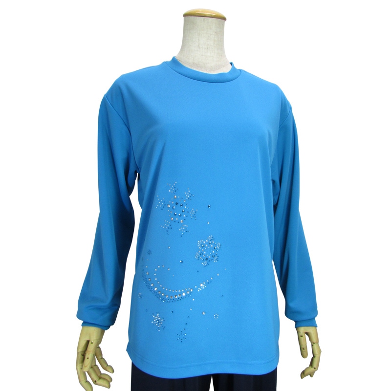 ＊＊吸汗ドライTシャツ 雪の華【長袖・ラインストーン】