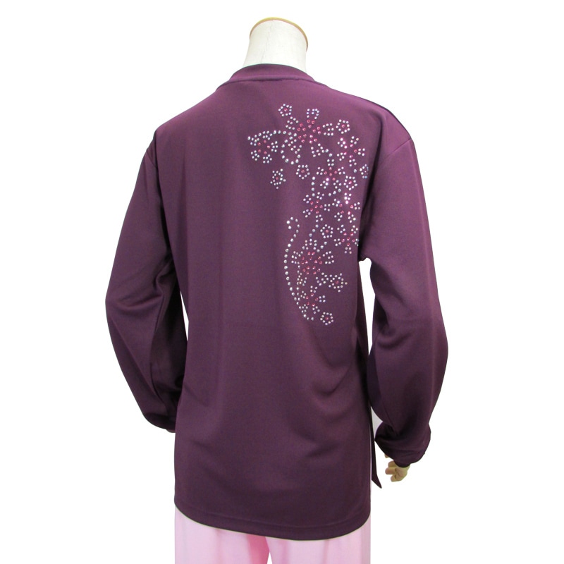 ＊＊吸汗ドライTシャツ なでしこピンク【長袖・ラインストーン】