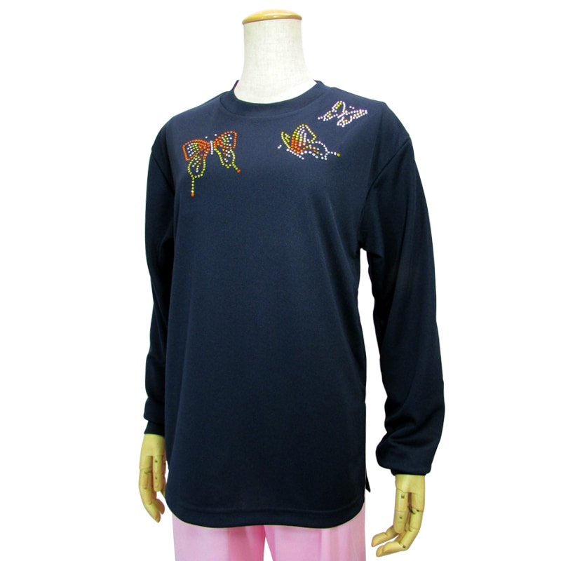 ＊＊吸汗ドライTシャツ てふてふ【長袖・ラインストーン】