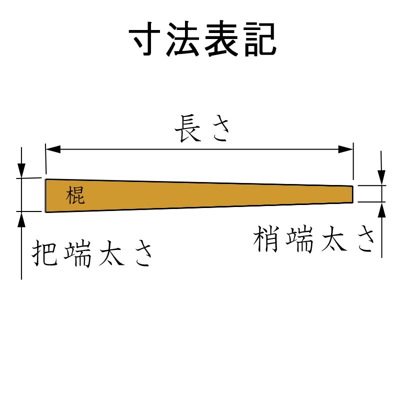 白蝋棍（はくろうこん）：長さ198cm／把端太さ2.5cm～梢端太さ1.5ｃｍ　※送料実費