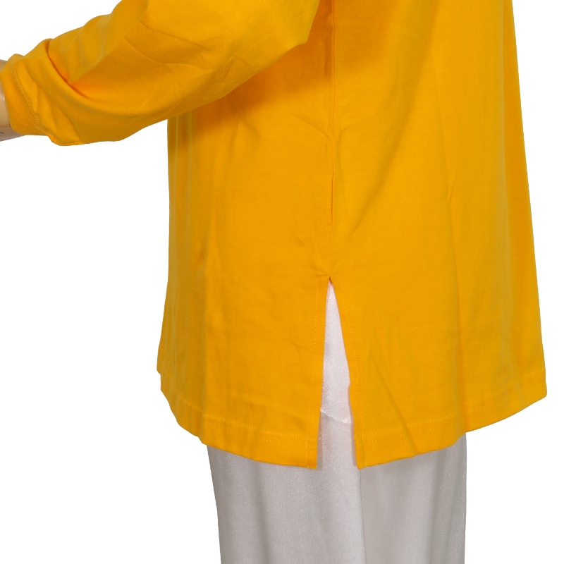 【特価】中国製　綿100%Tシャツ 背中龍(黄・S・LLサイズ)【長袖・プリント】