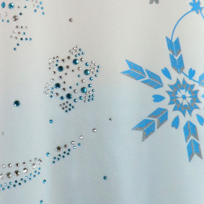 【特価】ドライ長袖Tシャツプリント(ホワイト・Sサイズ)+ラインストーン雪の華