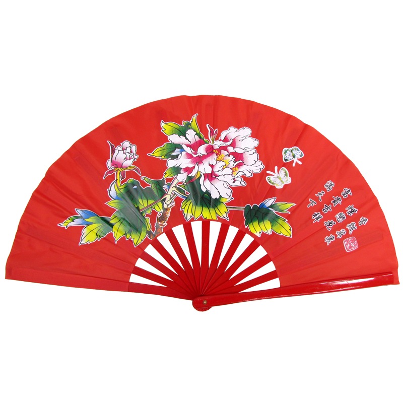 【中国製扇】牡丹(赤×赤骨)