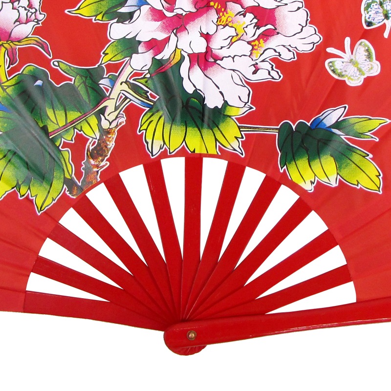 【中国製扇】牡丹(赤×赤骨)