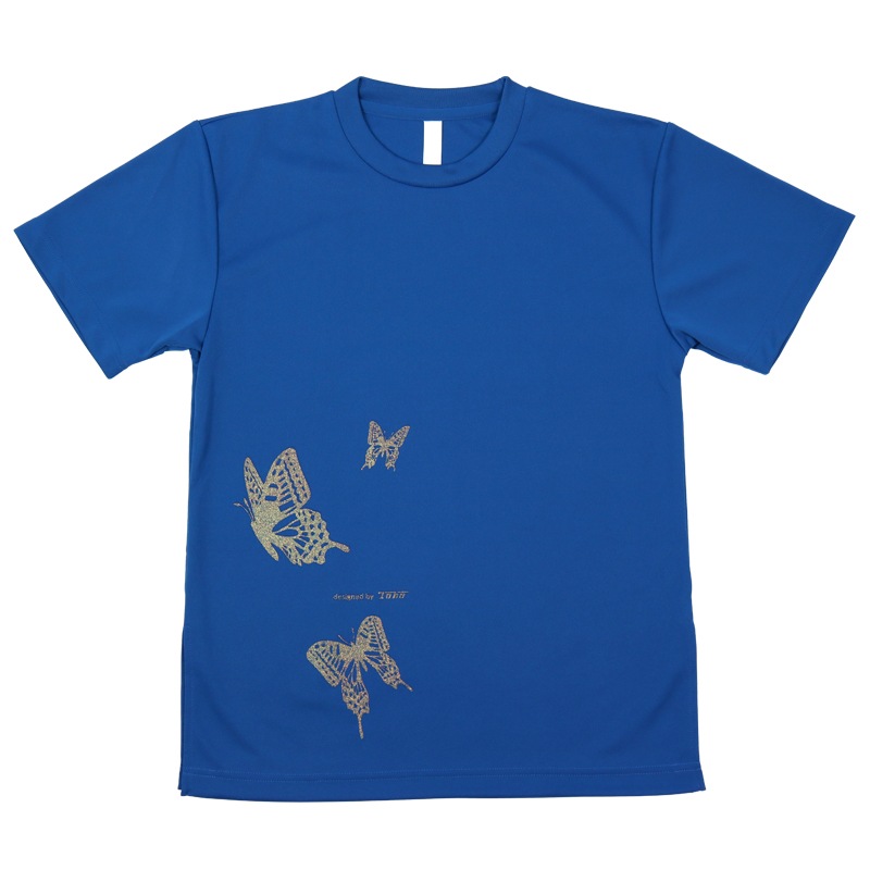 ＊＊吸汗ドライTシャツ 蝶の舞【半袖・プリント】※インク色：金ラメ