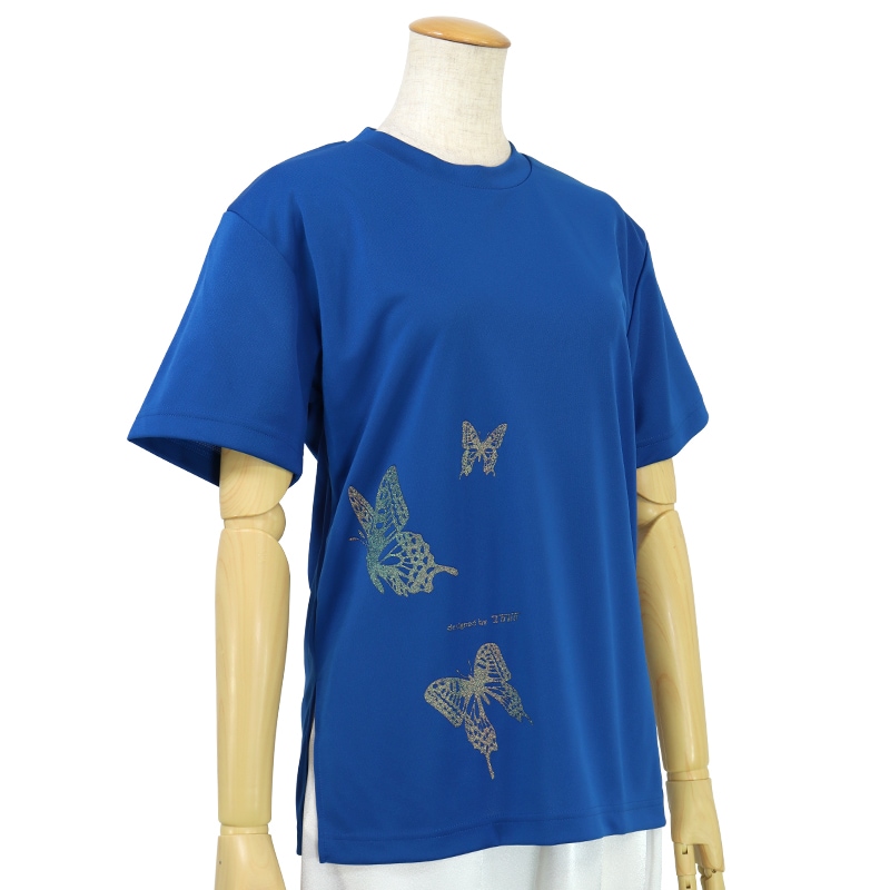 ＊＊吸汗ドライTシャツ 蝶の舞【半袖・プリント】※インク色：金ラメ