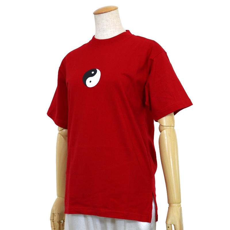 特価】中国製 綿100%Tシャツ 武術太極(赤・Lサイズ)【半袖