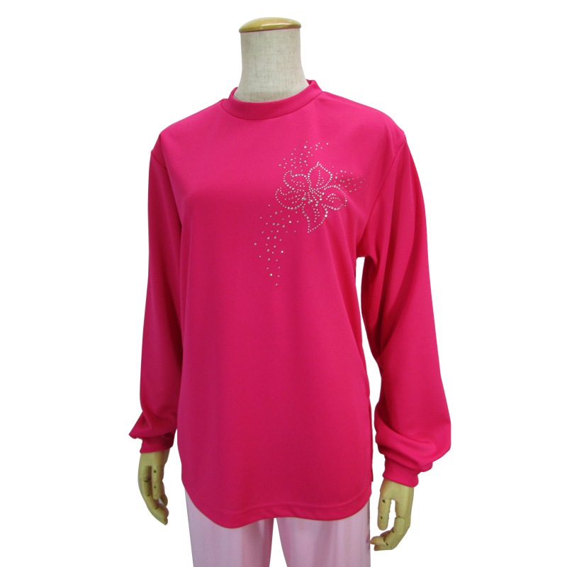 ＊＊吸汗ドライTシャツ 花の星座【長袖・ラインストーン】