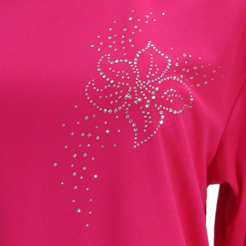 ＊＊吸汗ドライTシャツ 花の星座【長袖・ラインストーン】