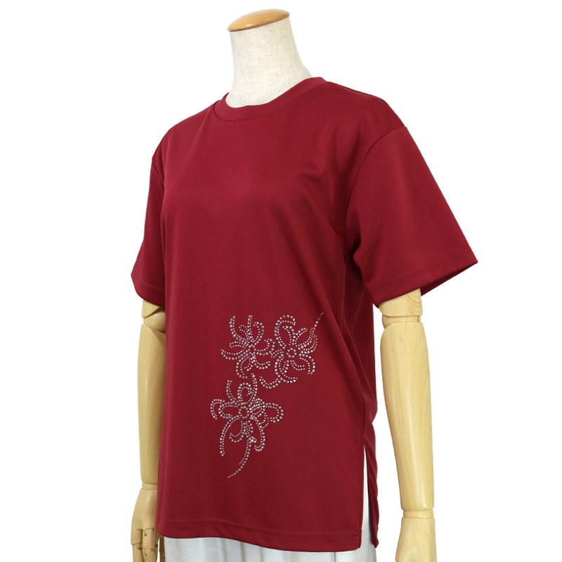 ＊＊吸汗ドライTシャツ リボン【半袖・ラインストーン】