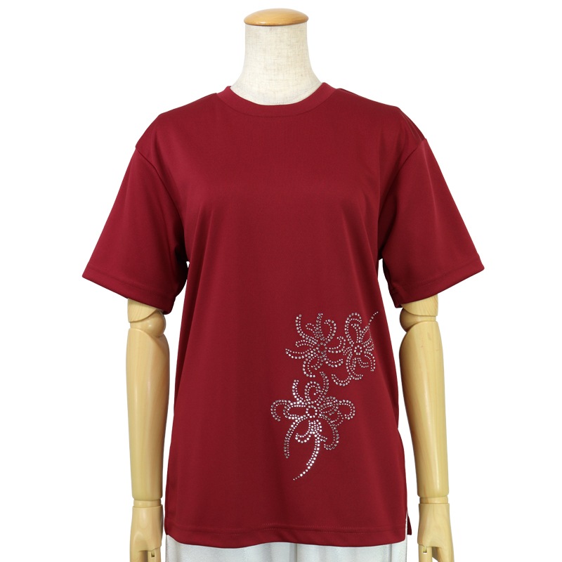 ＊＊吸汗ドライTシャツ リボン【半袖・ラインストーン】