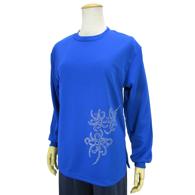 ＊＊吸汗ドライTシャツ リボン【長袖・ラインストーン】