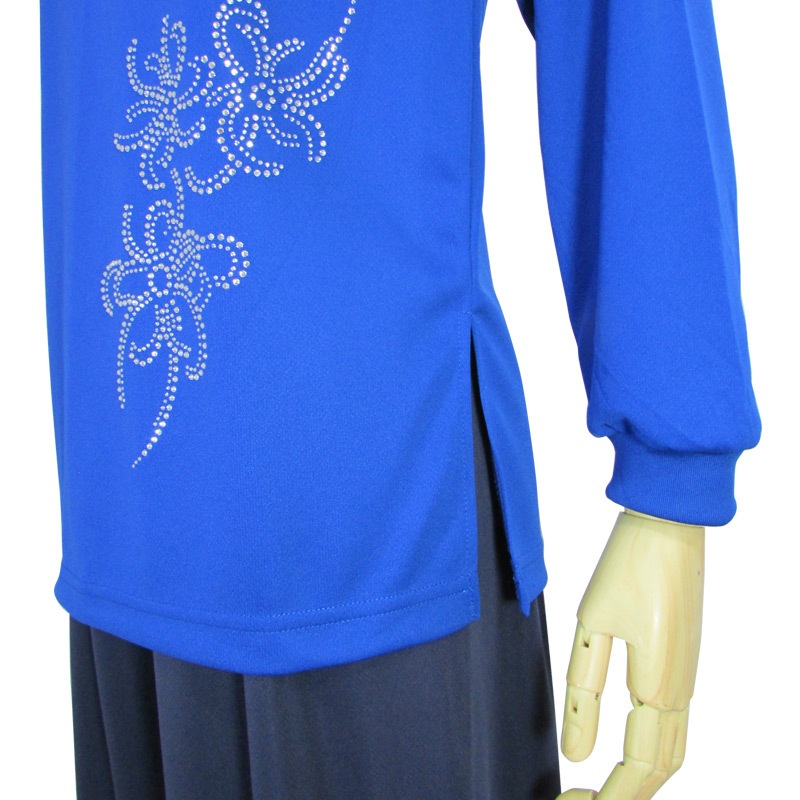 ＊＊吸汗ドライTシャツ リボン【長袖・ラインストーン】