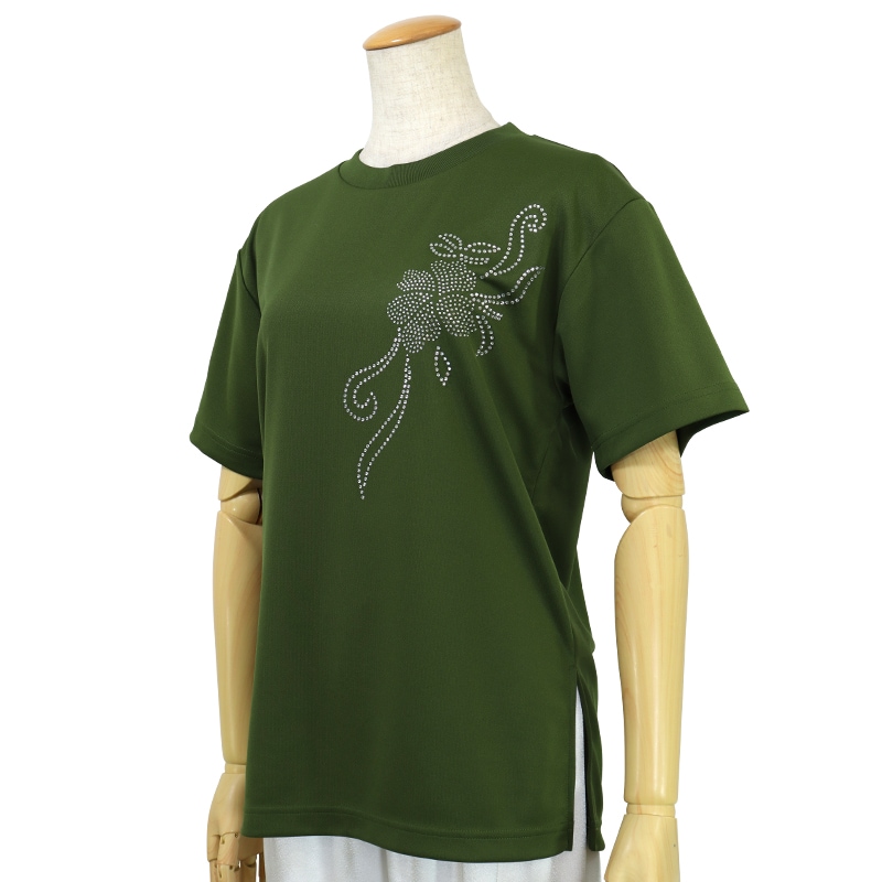 **吸汗ドライTシャツ ブーケ【半袖・ラインストーン】