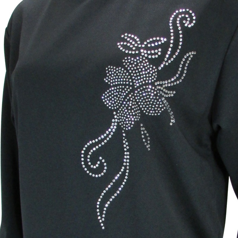 ＊＊吸汗ドライTシャツ ブーケ【長袖・ラインストーン】