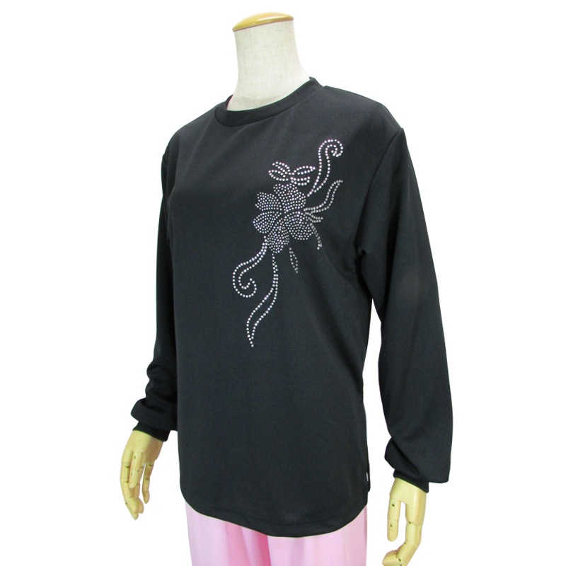 ＊＊吸汗ドライTシャツ ブーケ【長袖・ラインストーン】