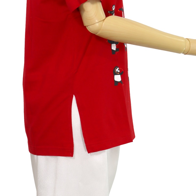 【特価】中国製 綿100%Tシャツ パンダ24(赤・S、LLサイズ)【半袖・プリント】