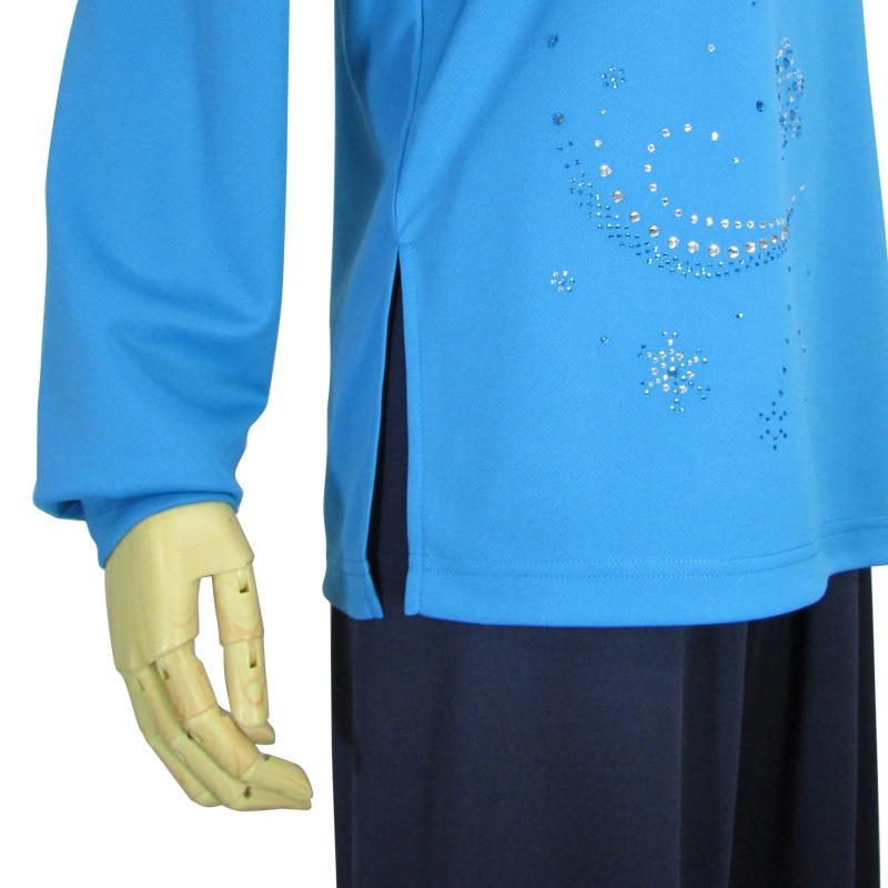 ＊＊吸汗ドライTシャツ 雪の華【長袖・ラインストーン】