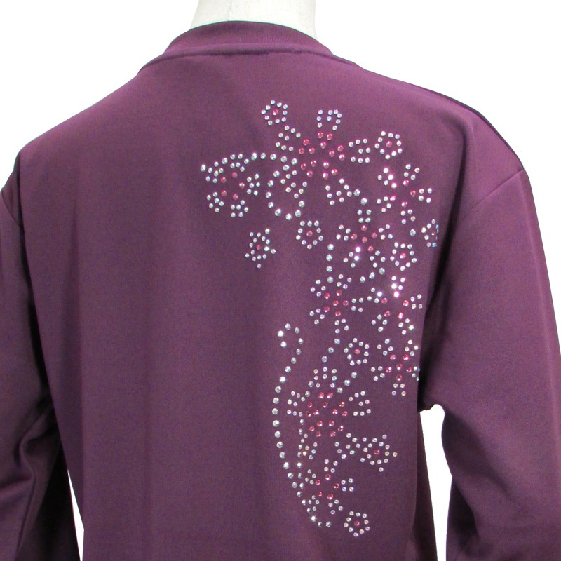 ＊＊吸汗ドライTシャツ なでしこピンク【長袖・ラインストーン】