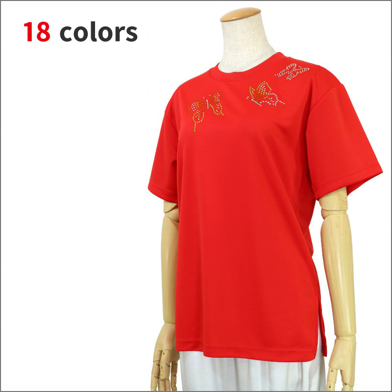 ＊＊吸汗ドライTシャツ てふてふ【半袖・ラインストーン】