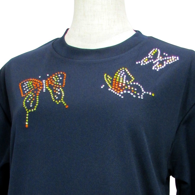 ＊＊吸汗ドライTシャツ てふてふ【長袖・ラインストーン】