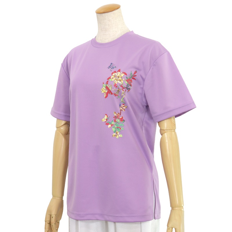 ＊＊吸汗ドライTシャツ 百合と蝶【半袖・プリント】