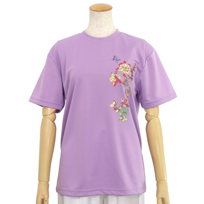 ＊＊吸汗ドライTシャツ 百合と蝶【半袖・プリント】