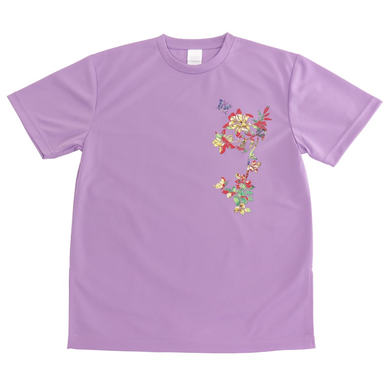 ＊＊吸汗ドライTシャツ 百合と蝶【半袖・プリント】