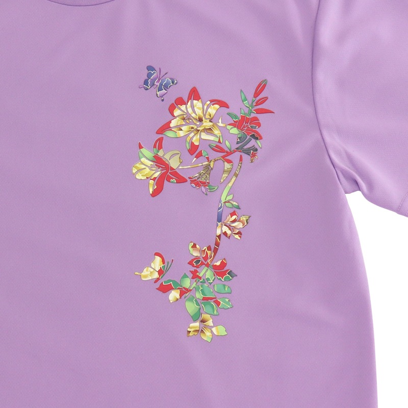 ＊＊吸汗ドライTシャツ 百合と蝶【半袖・プリント】